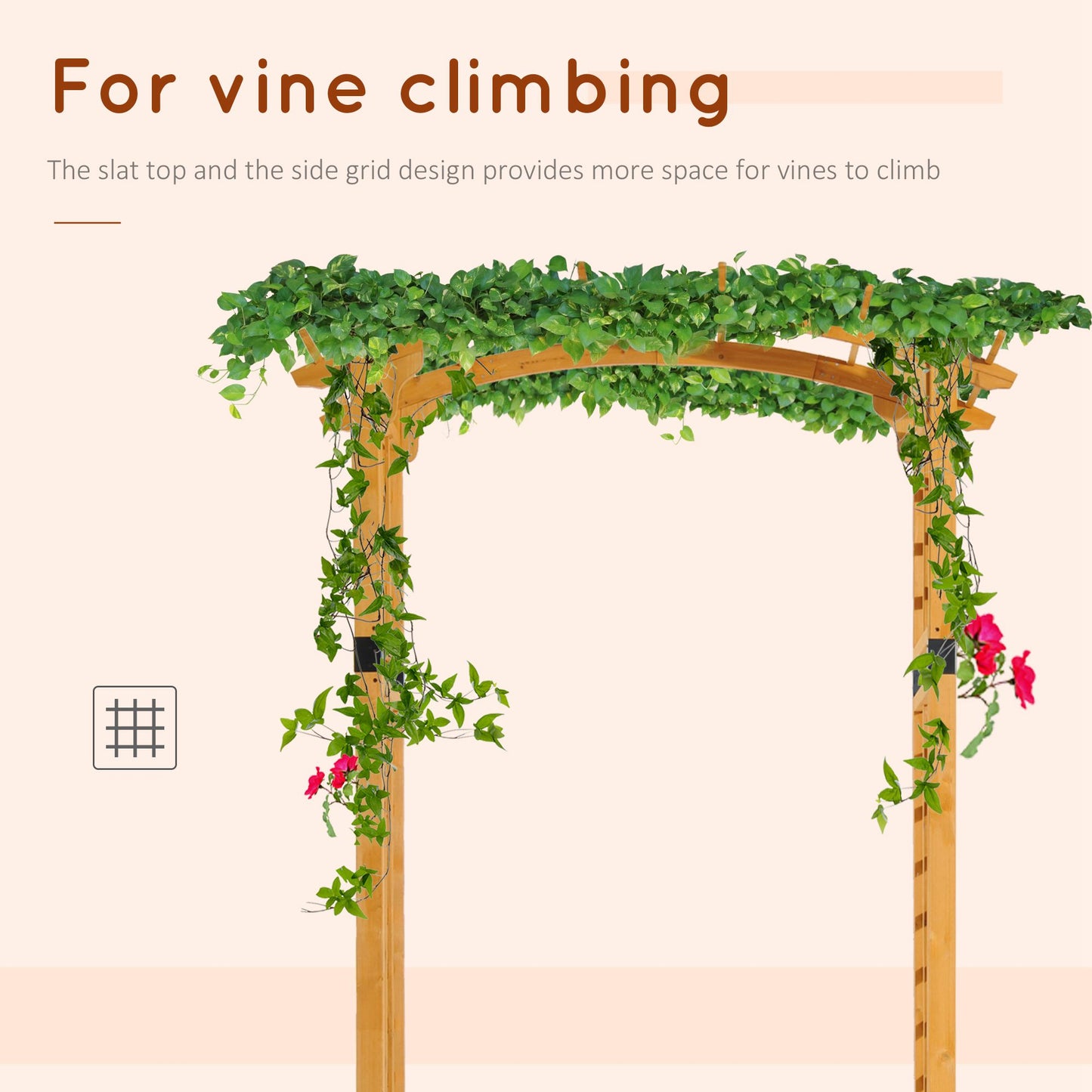 7.5FT Wood Garden Arch Trellis, Outdoor Walkway Round Pergola Style Arbor for Decorative Climbing Plants, Patio, Lawn, Backyard Party, Ceremony Decoration Accessories, Yellow