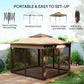 10.7 x 10.7ft Pop Up Gazebo, Adjustable Instant Sun Shelter with UV30+ Roof Cover, Removable Mesh Curtains, Beige
