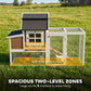 71" Chicken Coop for 3 Chickens, Wooden Hen House with Run, Removable Tray, Nesting Box, Waterproof Asphalt Roof