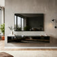 Floating TV Stand for TVs up to 75 Inch, 70.9" TV Cabinet, Entertainment Center with 2 Flip Doors, High Gloss Black