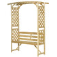 Natural Wood Garden Arch with 2-Person Bench