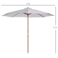 10' x 8' Bamboo Wooden Round Market Patio Sun Umbrella, Garden Parasol, Outdoor Sunshade Canopy, White