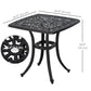 21" Square Outdoor End Table, Cast Aluminum Patio Side Table with Umbrella Hole for Garden, Balcony, Poolside, Black