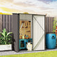 5' x 3' Outdoor Storage Shed, Steel Garden Shed with Single Lockable Door, Tool Storage Shed for Backyard, Light Grey