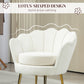 Modern Accent Chair, Velvet-Touch Fabric Leisure Club Chair with Gold Metal Legs for Bedroom, Cream White