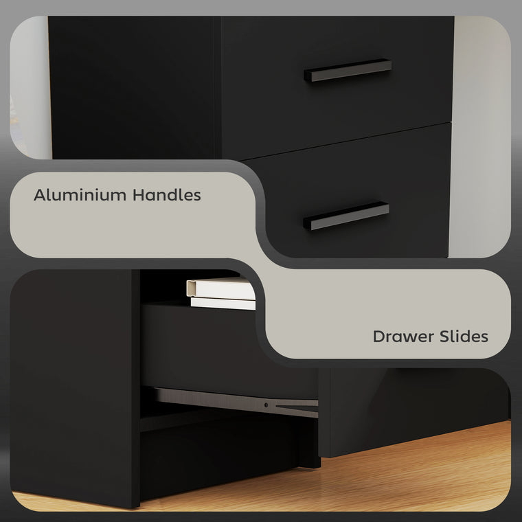 39" Computer Desk with 3 Drawers - Black