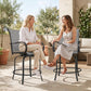 Outdoor Bar Stools Set of 2, 360° Swivel Bar Height Chairs, 26.8" x 29.5" x 48.4", Grey