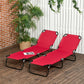 Set of 2 Folding Outdoor Lounge Chair, Sun Tanning Chairs with Reclining Back, Breathable Mesh for Beach Patio, Grey - Walnut