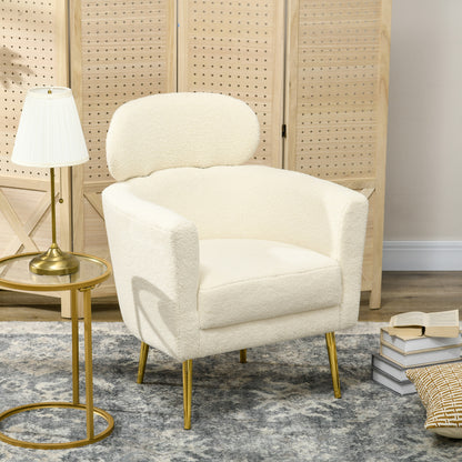 Barrel Accent Chair with Detachable Headrest - Cream White