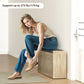 Shoe Bench with Flip Doors, Seat Cushion, Adjustable Shelves for 8 Pairs, Boho Entryway Bench for Bedroom, Natural Wood