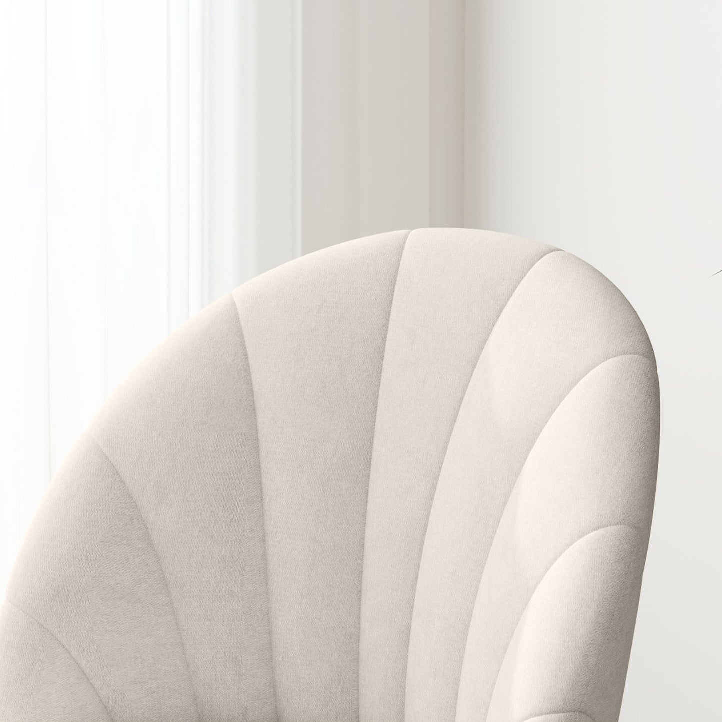 Modern Dining Chairs Set of 4, Upholstered Dining Room Chairs with Metal Legs, Shell Backrest, Padded Seat, Cream White