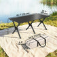 4ft Folding Camping Table, Waterproof Picnic Table with Roll Up Top and Metal Frame, Black