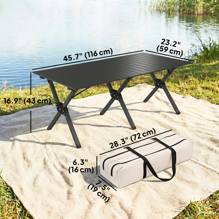 4ft Waterproof Folding Camping Table, Roll-Up Top