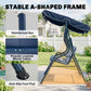 Outdoor Porch Swing with Adjustable Canopy, 3-Seater Patio Swing Chair with Cushion, Black