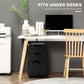 Vertical Filing Cabinet, 3 Drawer Mobile File Cabinet, Under Desk Office Storage Cabinet with Wheels, Black Wood Grain