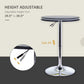 Modern Round Bar Table Adjustment Height Home Pub Bistro Desk Faux Leather Covered Wooden Top Chrome Base Black