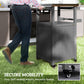 Grill Table with Stainless Steel Top, Pizza Oven Table with Storage Cabinet, Spice Rack, Wheels, Handle, Dark Grey