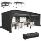 10 x 20 ft Pop Up Canopy Tent with Reflective Strips, UPF 50+ Easy up Instant Canopy with 6 Sandbags, Black