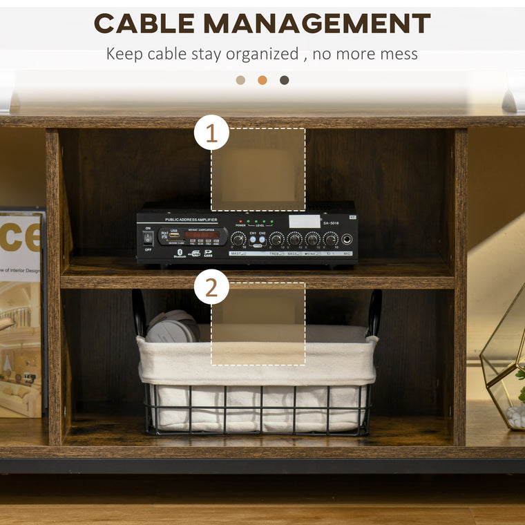 TV Stand for 55" TVs with Open Shelves - Rustic Brown