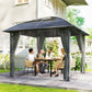 10' x 10' Outdoor Hardtop Gazebo Canopy with UV50+ Polycarbonate Roof, Steel Frame, Central Hook, Curtains, Light Grey