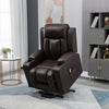 Electric Power Lift Chair, PU Leather Recliner Sofa with Footrest, Remote Control and Cup Holders, Brown