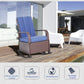 Outdoor Wicker Rocking Chair with Cushion, Patio PE Rattan Recliner Chair with Adjustable Footrest, Armrests, Red