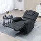 PU Leather Reclining Chair, Manual Recliner Chair for Living Room with Footrest, 2 Side Pockets, Steel Frame, Black