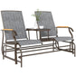 Outdoor 2-Person Glider Bench, Outside Swing Glider Chair Loveseat with Breathable Mesh, Table, Steel Frame
