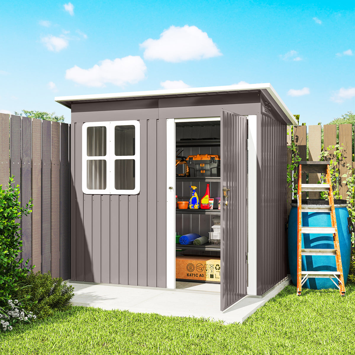 7' x 4' Galvanized Steel Garden Shed with Window