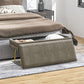 39" Storage Ottoman, Velvet End of Bed Bench with Steel Legs, Foot Stool with Storage for Bedroom, Living Room, Beige