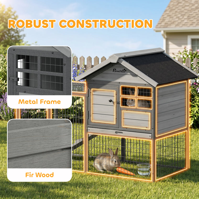 48" Wood Rabbit Hutch with Run