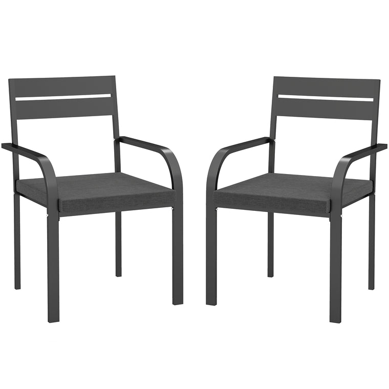 Aluminum Dining Chairs with Soft Cushion, Set of 2