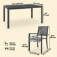 7 Piece Outdoor Dining Set with 6 Stackable Chairs, Rectangle Table, WPC Slatted Top, Rust-Resistant Steel Frame