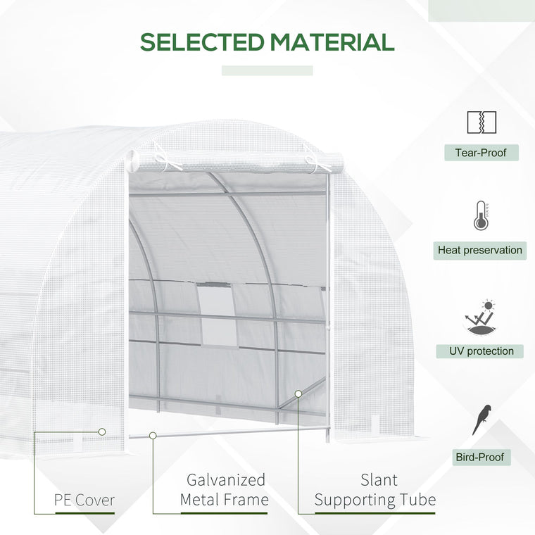 20' x 10' x 7' White Heavy Duty Tunnel Greenhouse