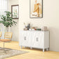 Kitchen Sideboard Cabinet with 4 Barn Doors and 2 Adjustable Shelves, Buffet Table for Living Room, Hallway, White