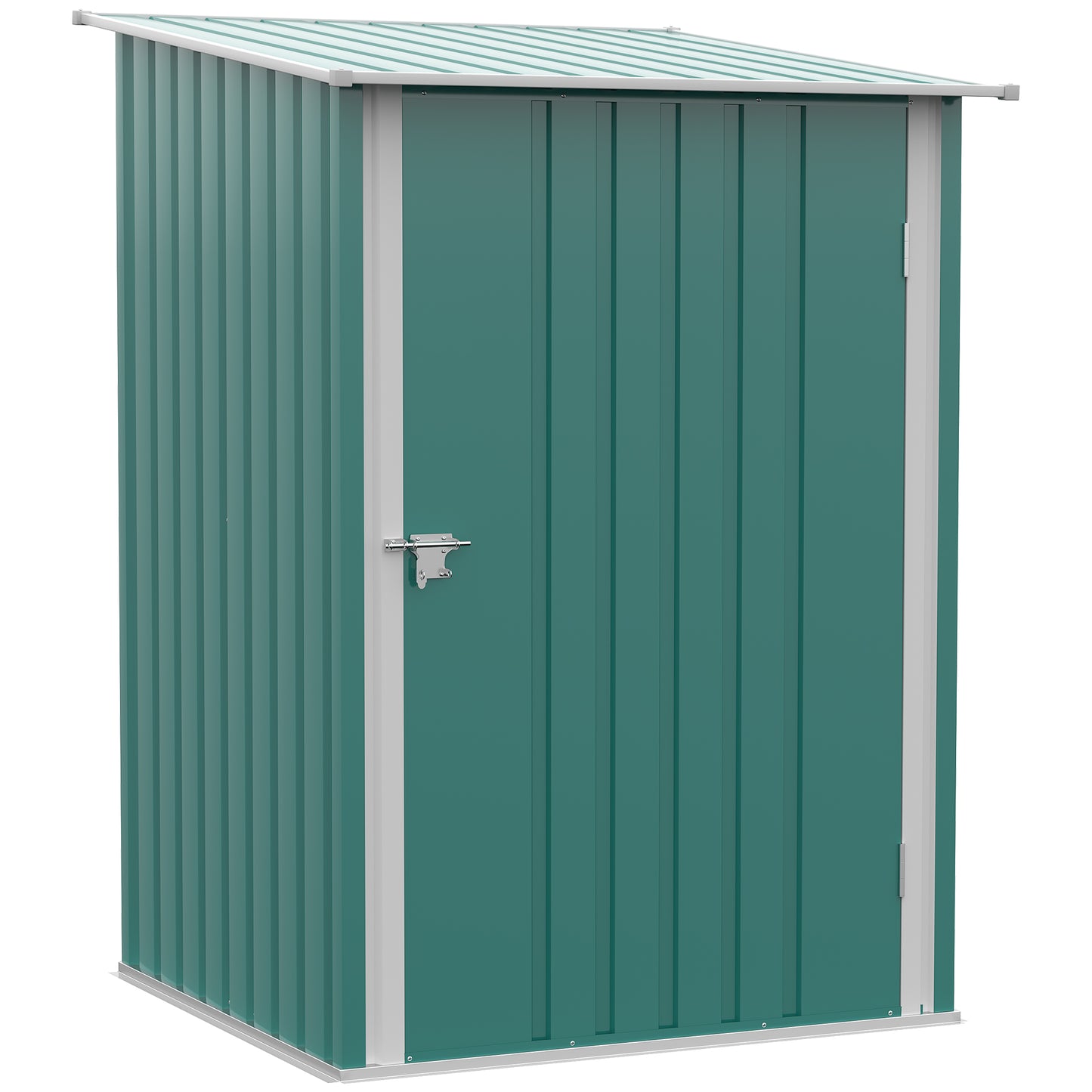 3.3' x 3.4' Lean-to Garden Storage Shed, Outdoor Galvanized Steel Tool House with Lockable Door for Patio Green