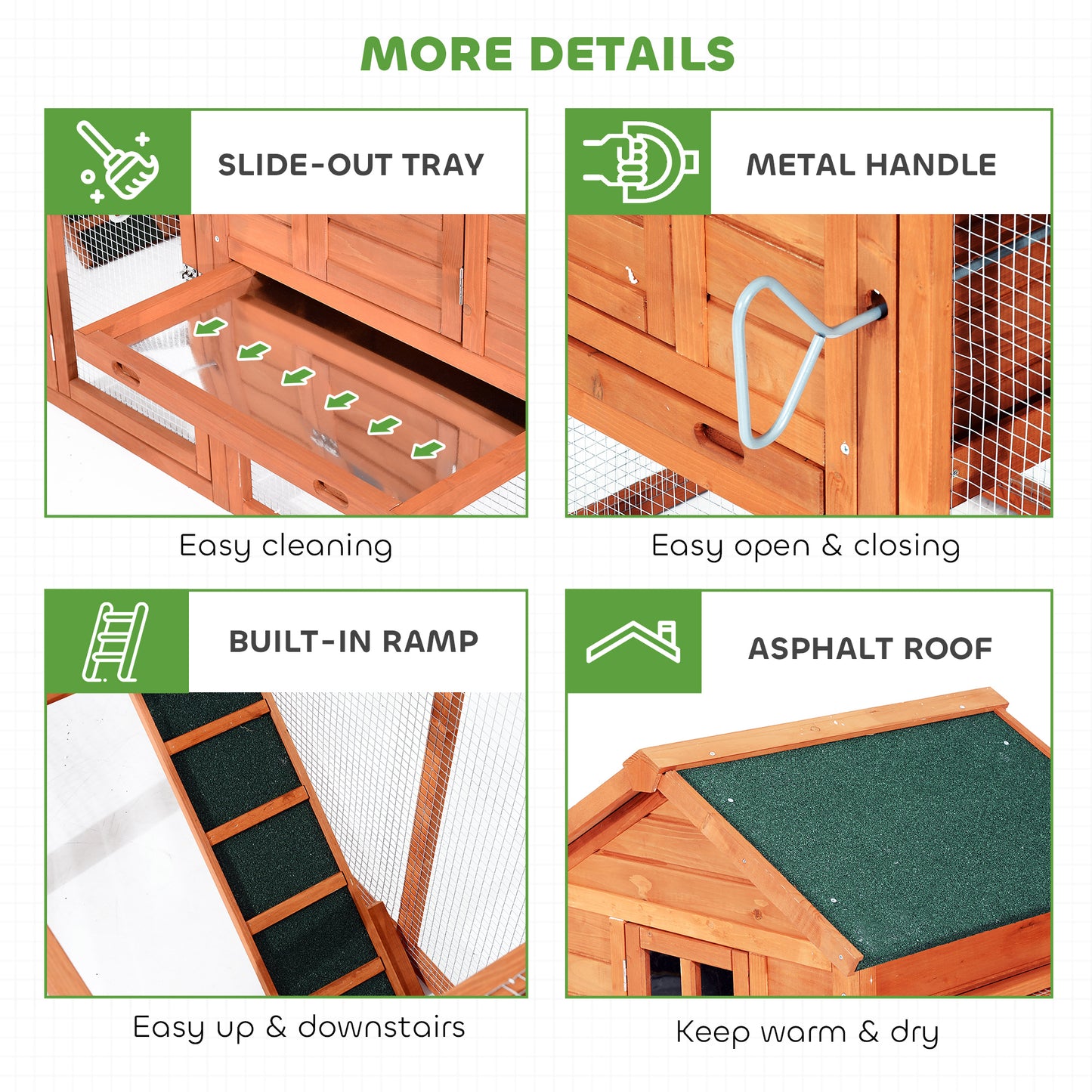 123" Extra Large Chicken Coop Wooden Poultry House Rabbit Hutch Hen Backyard with Outdoor Run Ramps and Nesting Boxes, Orange