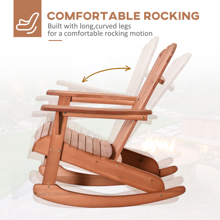 Teak Wooden Adirondack Rocking Chair with Fanned Back