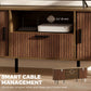 TV Stand for TVs up to 60", Modern Entertainment Center with Curved Sliding Doors and Storage, Brown