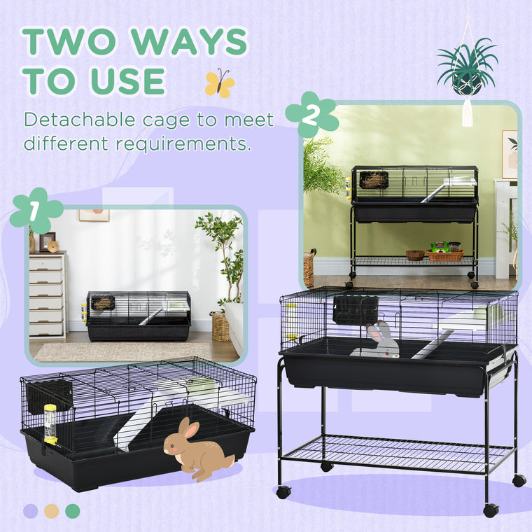 Deluxe Rolling Small Animal Cage & Rabbit Hutch