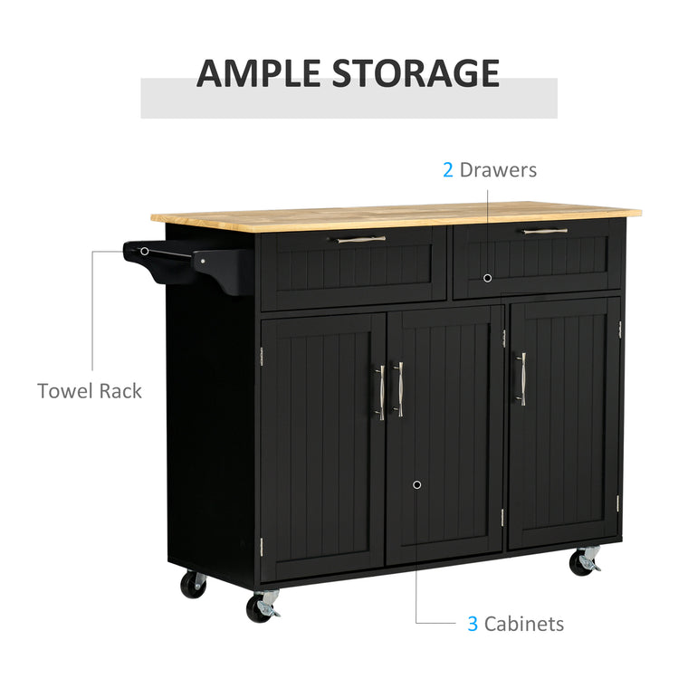 Kitchen Island Cart with 2 Drawers and Cabinets