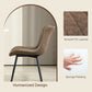 Dining Chairs Set of 2, PU Leather Upholstered Kitchen Chairs with Backrest and Steel Legs, Brown