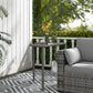 Half Round Side Table, PE Rattan Coffee Table with Metal Frame for Patio, Garden, Balcony, Grey