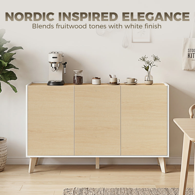 47" Sideboard Cabinet with Soft-Close Doors - Natural Wood Effect