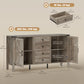 59" Buffet Cabinet, Farmhouse Sideboard with Thick Top, 2 Barn Doors, 4 Drawers and 2 Adjustable Shelves, Grey
