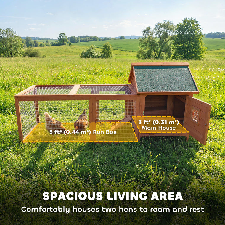 72" Wooden Chicken Coop with Run & Nesting Box