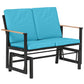 Outdoor Glider Bench for 2 Person, Patio Glider Loveseat with Thick Cushions for Garden Balcony Porch, Navy Blue
