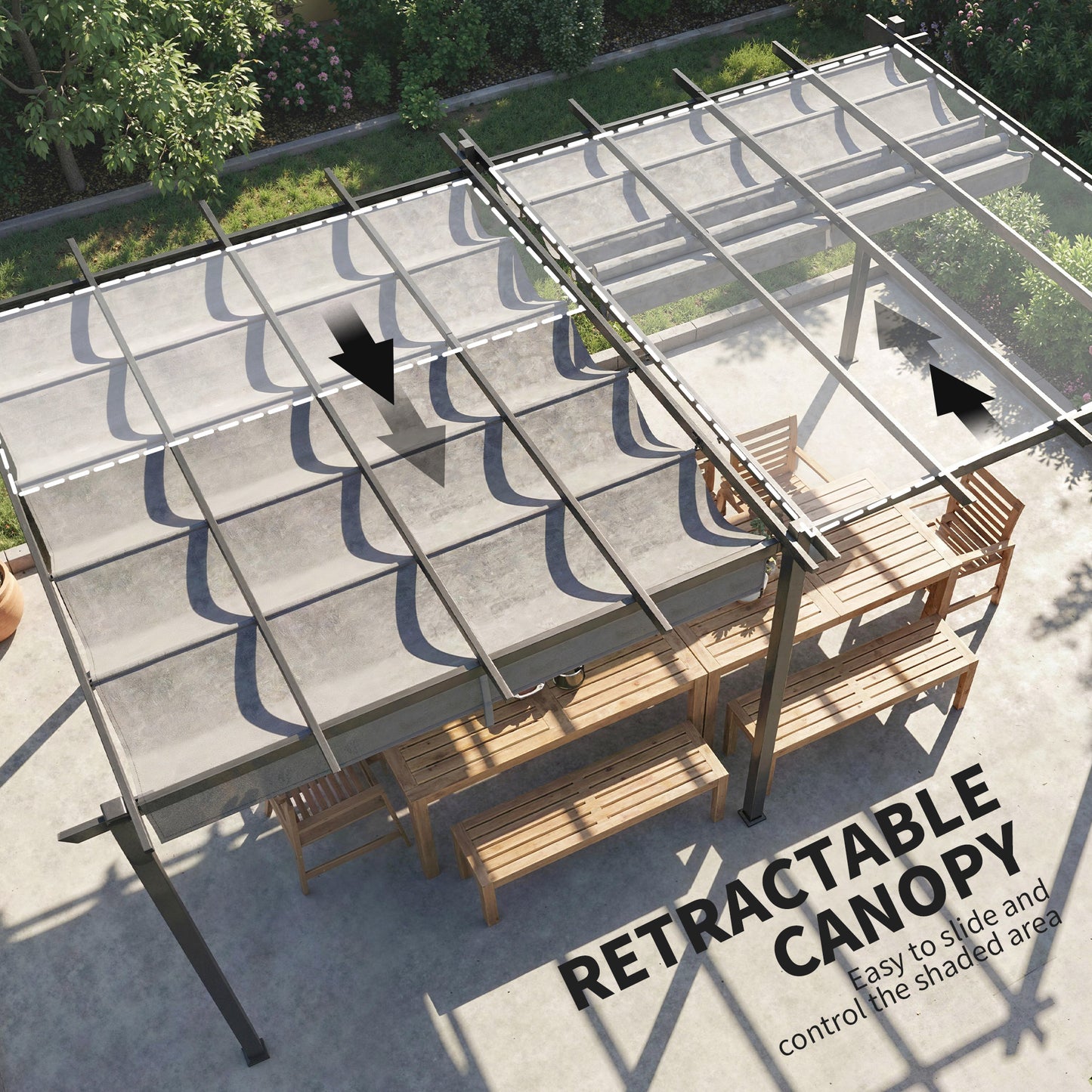 11.7' x 19.6' Retractable Pergola Canopy, Aluminum Pergola for Grill, Patio, Garden, Deck