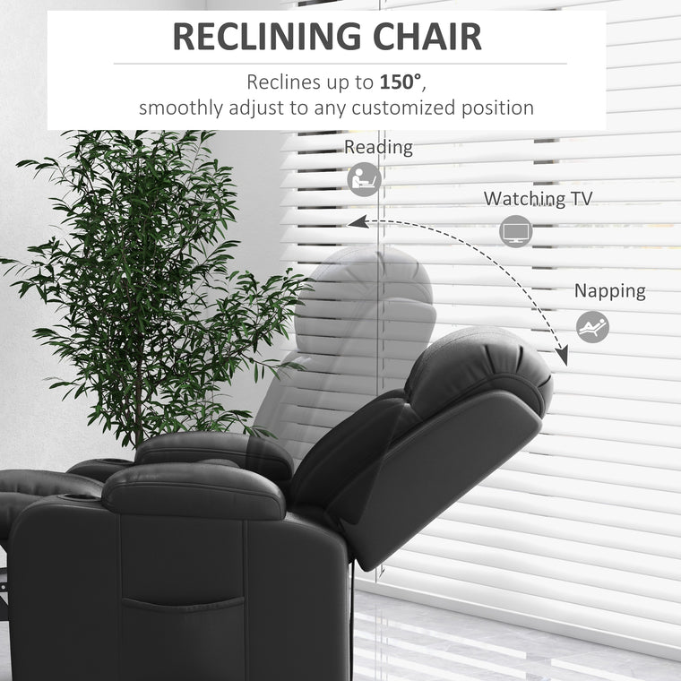 PU Leather Power Lift Recliner with Cup Holders