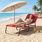 Outdoor Folding Lounge Chair, Steel Tanning Chair with Reclining Back, Breathable Mesh for Beach, Yard, Patio, Red